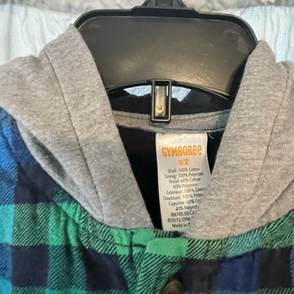 💚💙Super cute and cozy 3T boys button up hooded flannel shirt jacket! - Picture 3 of 4